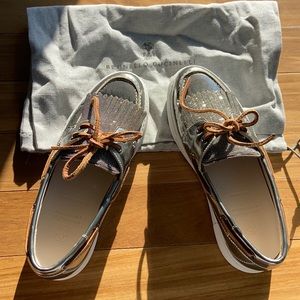 Brunello Cucinelli Silver Monilli Platform Boat Shoes